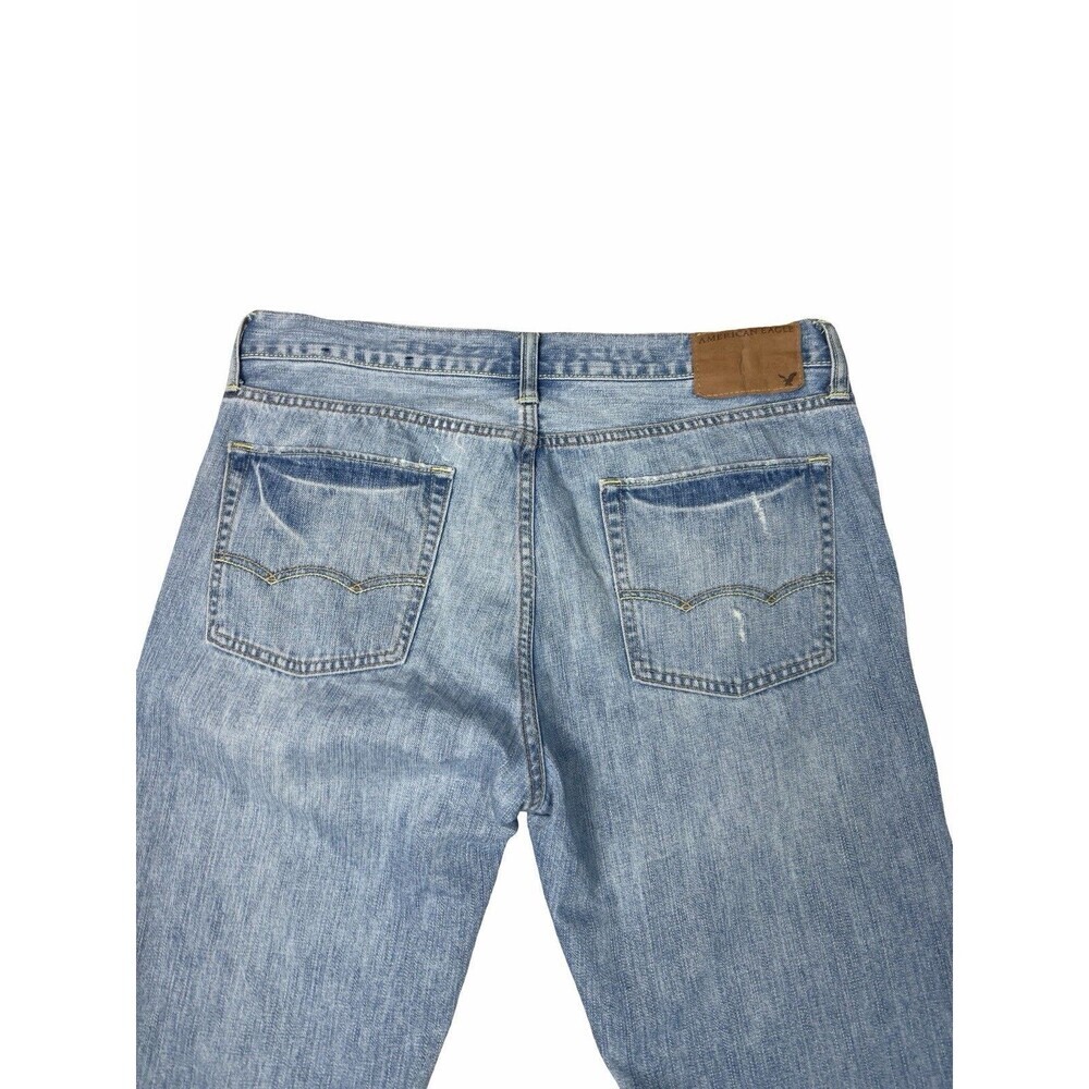 American Eagle Jeans Men's 33x34 (35x34) Original Straight Light Wash Y2K 2011 - Picture 3 of 13